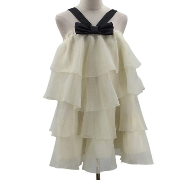 LULU'S XL Deluxe Vision Ivory and Black Tiered Bow Shift Mini Dress NWT B148 - Picture 2 of 8